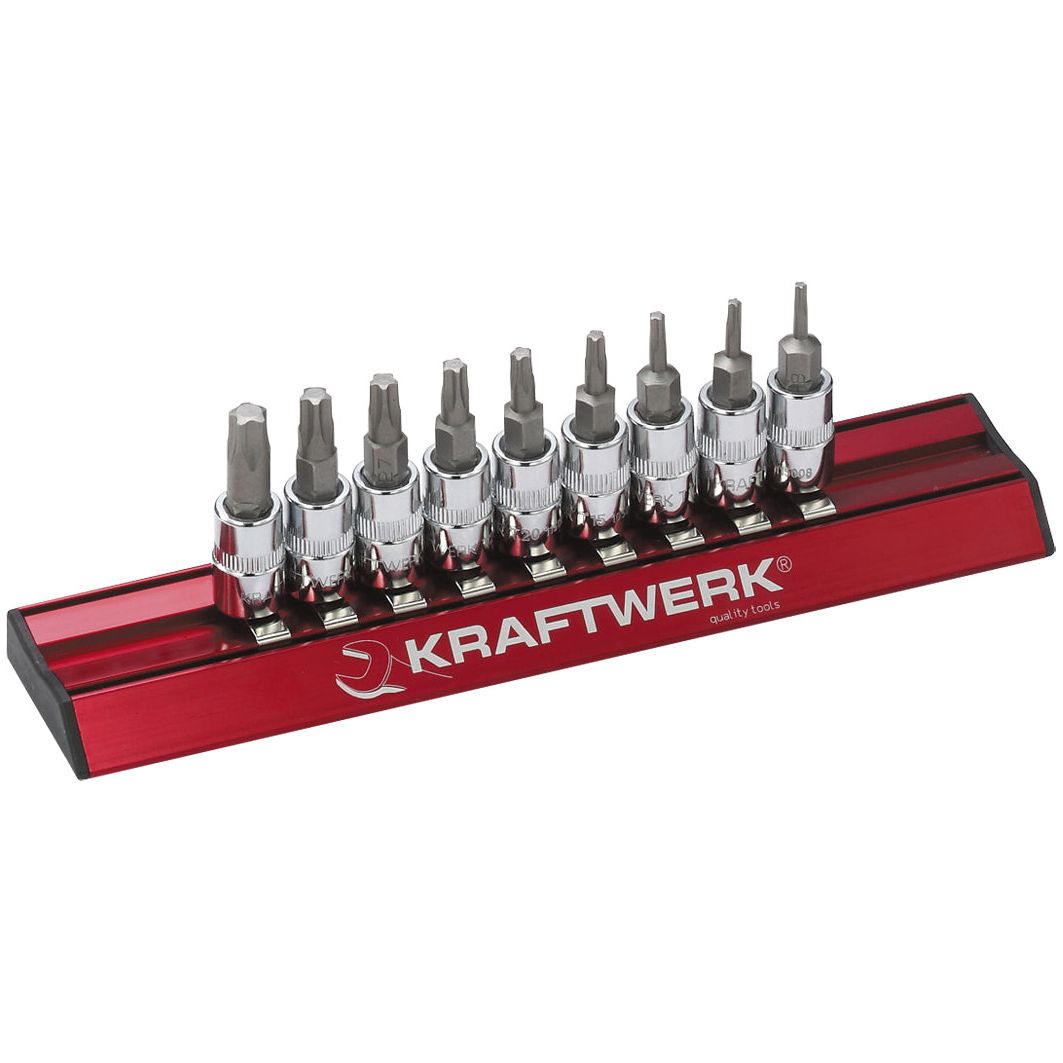 Kraftwerk PRO LINE MAGALU 1/4" Schraubendreher-Steckschlüsseleinsatz 5-Stern Innen TX, TORX, Set, T8 - T40, 9-tlg