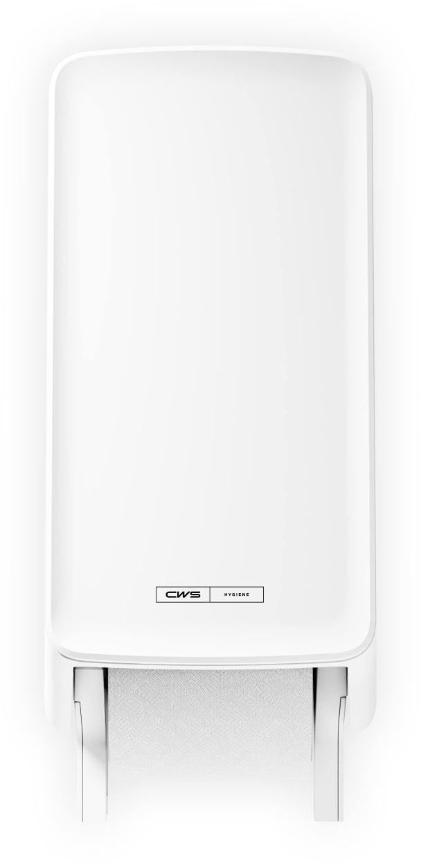 CWS PureLine Toilettenpapierspender Weiß – Doppelrollenhalter mit Rollenbremse, 366x164x184 mm