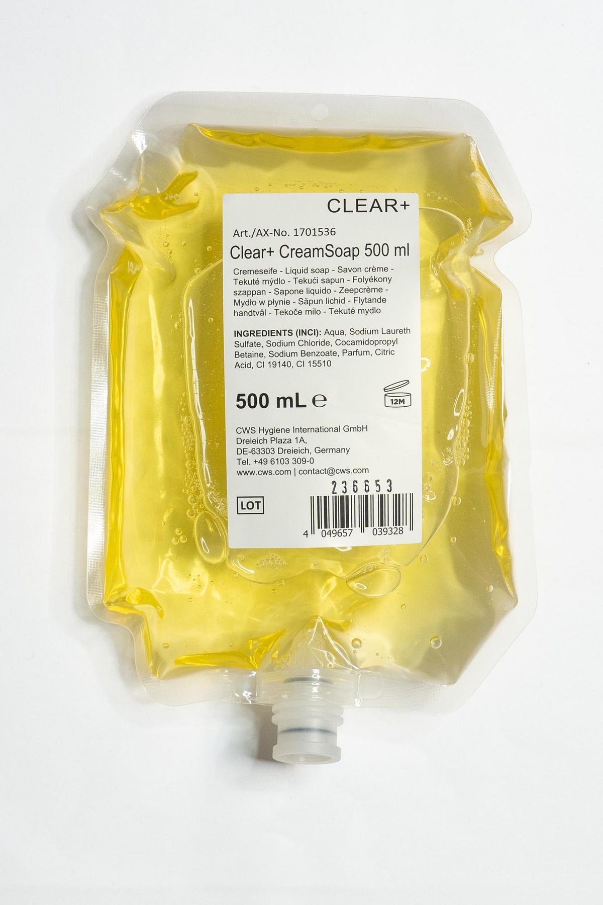 CWS Clear+ Cremeseife 1000 ml – 4 Beutel für Spendersysteme, flüssige Handseife