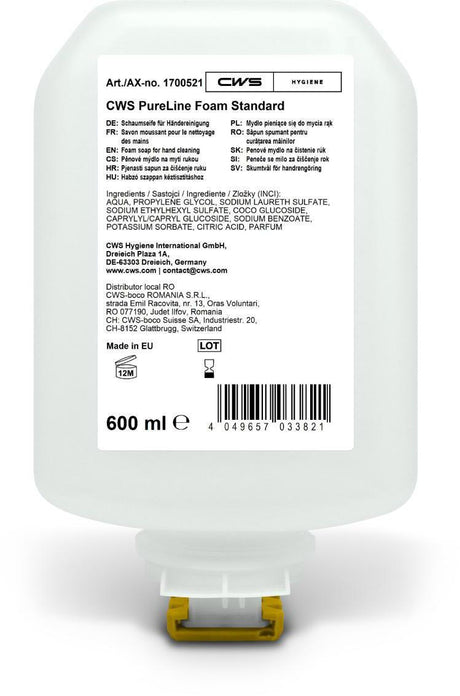 CWS PureLine Foam Neutral Seifenschaum 600 ml – 8 Flaschen à 2000 Portionen