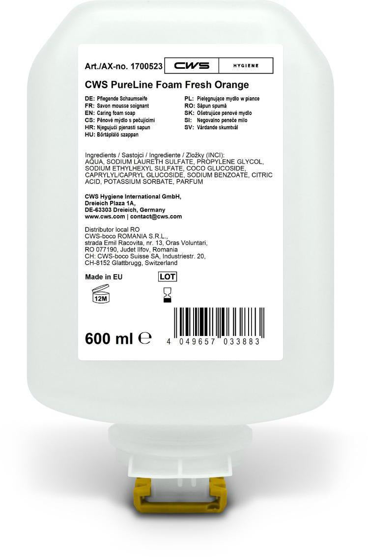 CWS PureLine Foam Neutral Seifenschaum 600 ml – 8 Flaschen à 2000 Portionen