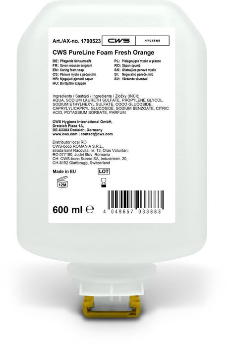 CWS PureLine Foam Neutral Seifenschaum 600 ml – 8 Flaschen à 2000 Portionen