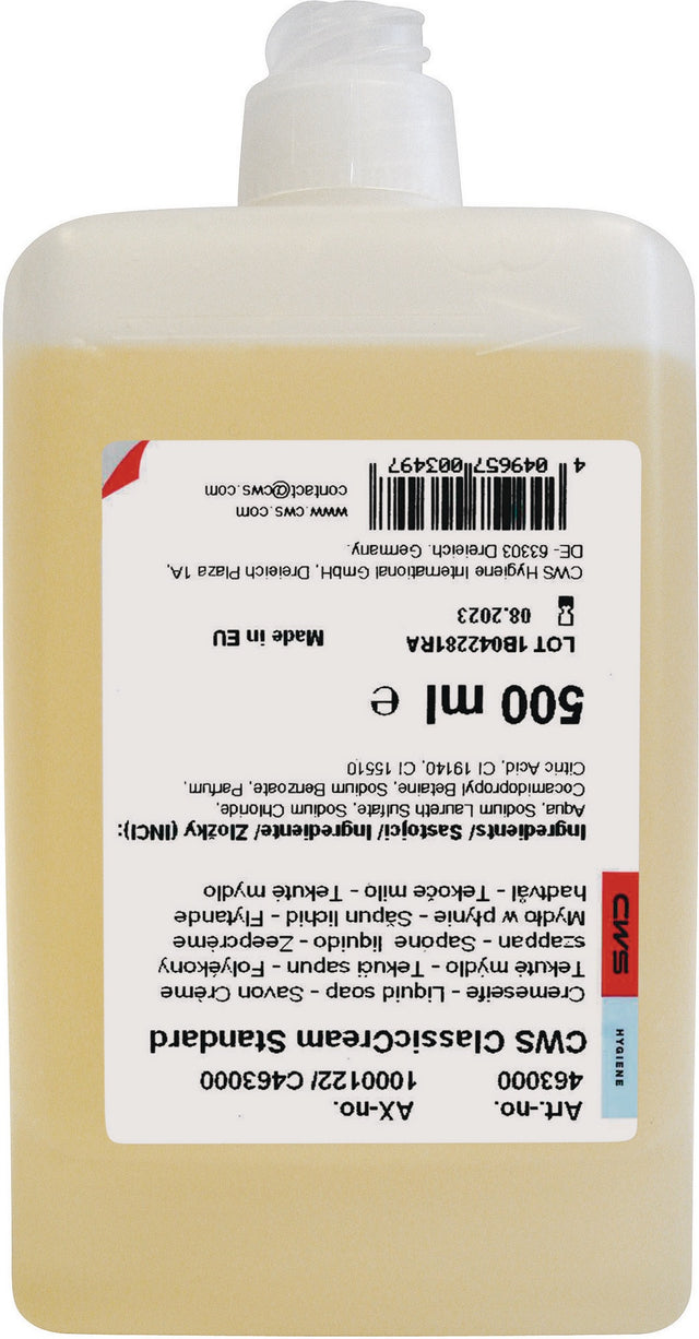CWS Seifencreme Standard 500 ml – 12 Flaschen flüssige Handreiniger für Classicspender