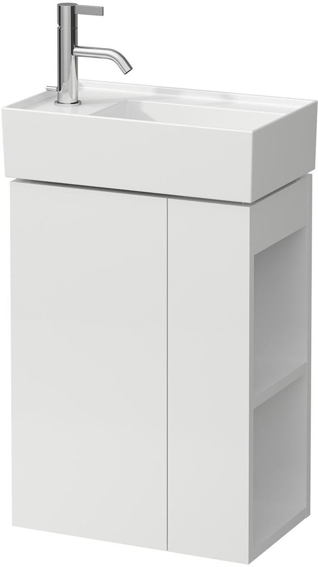LAUFEN Waschtischunterbau KARTELL 270x440x600 mm 1 Tür links Regal rechts Push/Pull weiß matt