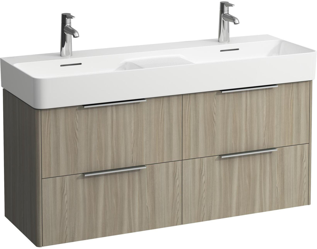 LAUFEN Waschtischunterbau VAL BASE 1180 mm weiß matt – 4 Schubladen mit Griffleiste