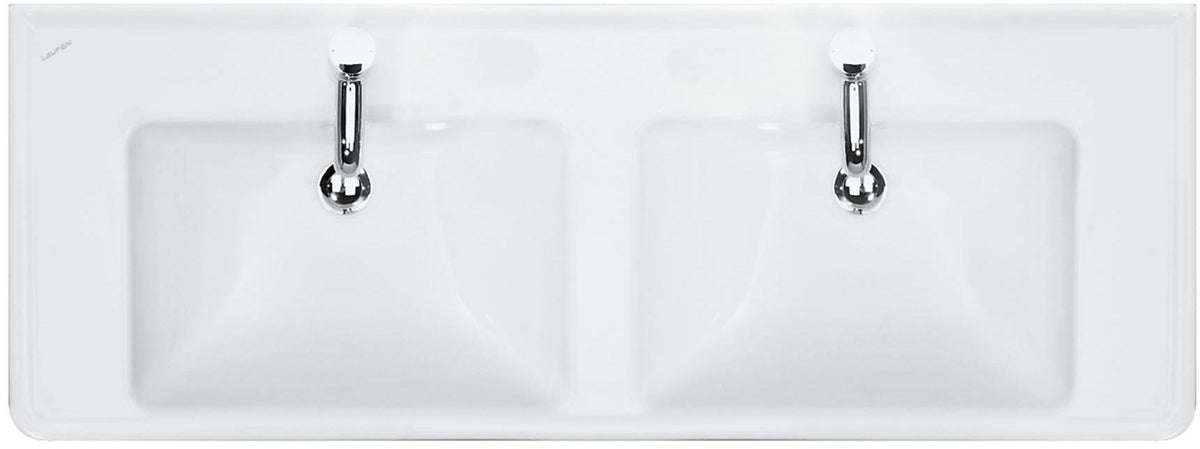 LAUFEN PRO A Doppelwaschtisch 1300 x 480 mm mit Überlauf – Weiß, 2 Hahnlöcher, Wandmontage
