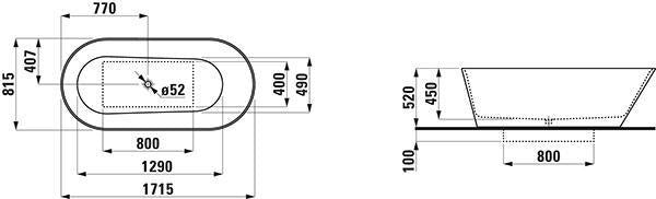 LAUFEN KARTELL freistehende Badewanne 1715 x 815 mm weiß Mineralwerkstoff