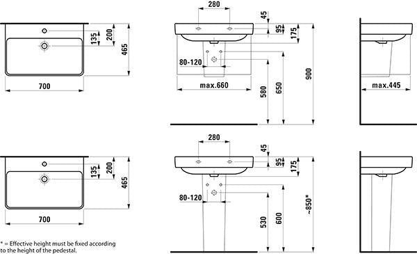 LAUFEN PRO S Waschtisch 550x465 mm weiß ohne Hahnloch ohne Überlauf für Wandmontage