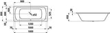 LAUFEN PRO Einbau-Badewanne 1800x800mm Stahl weiß Mittelablauf 2-Sitzer