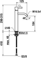 LAUFEN KARTELL Standsäulen-Waschtischmischer mit Festauslauf, chrom, 290 mm