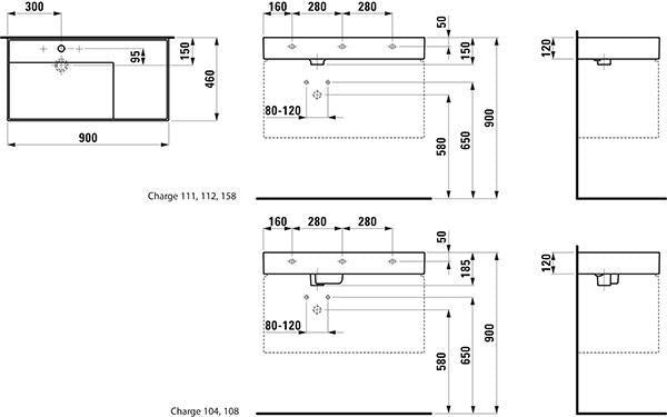 LAUFEN Waschtisch KARTELL 900x460mm Ablage rechts ohne Überlauf 1 Hahnloch weiß