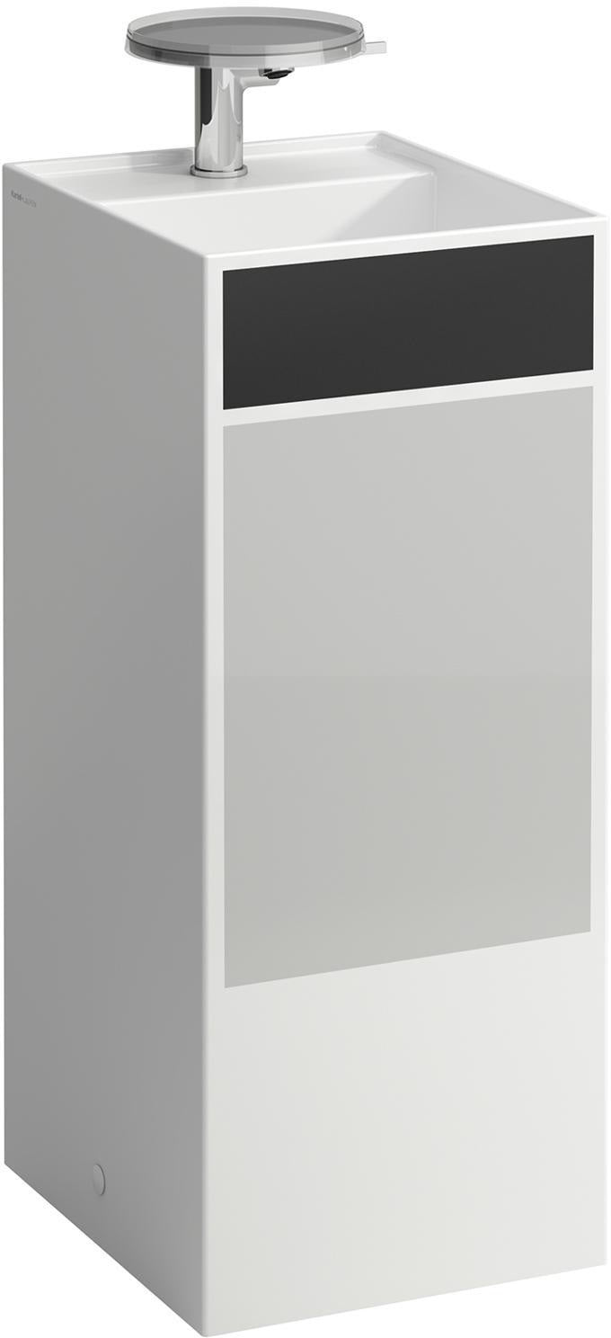 LAUFEN Waschtisch KARTELL freistehend 375x435x900 mm mit 2 Hahnlöchern und Liniennetz-Dekor