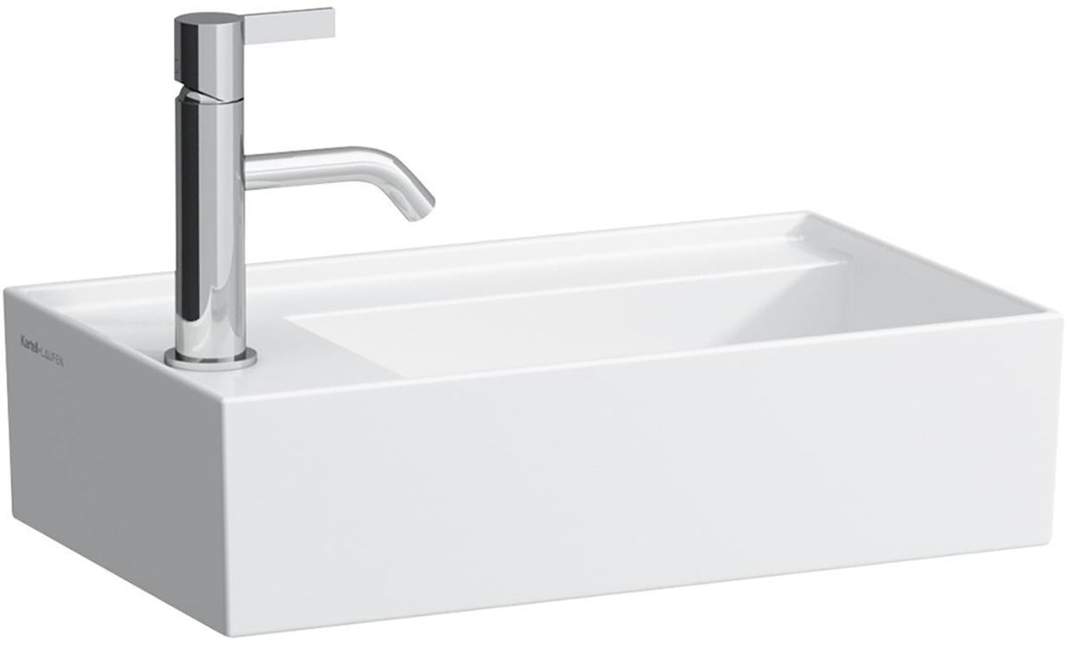 LAUFEN Handwaschbecken KARTELL 460x280 mm Armaturenbank links, 1 Hahnloch, ohne Überlauf, weiß