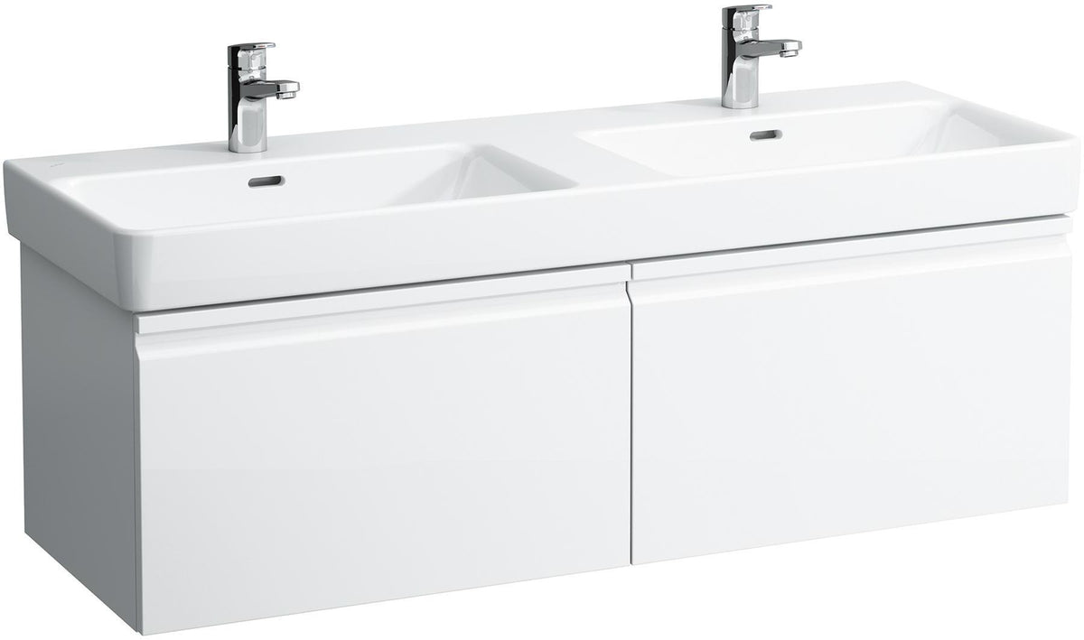 LAUFEN PRO S Waschtischunterbau 1260 mm, 2 Schubladen, weiß matt – Wandmontage