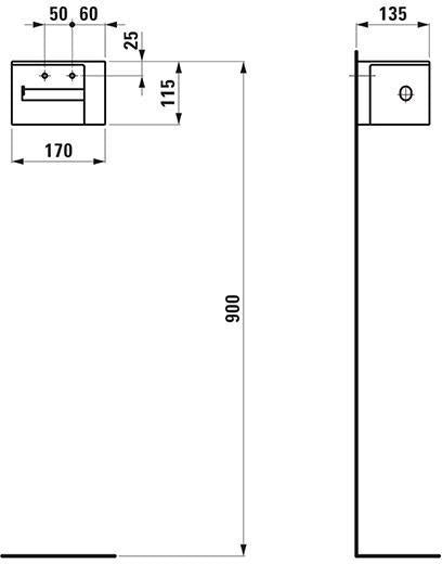 LAUFEN Papierrollenhalter VAL links weiß – Wandmontage Saphirkeramik