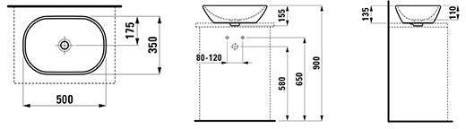 LAUFEN Waschtisch-Schale LUA 500x355 mm mit Überlauf weiß – Designer-Aufsatzbecken von Toan Nguyen