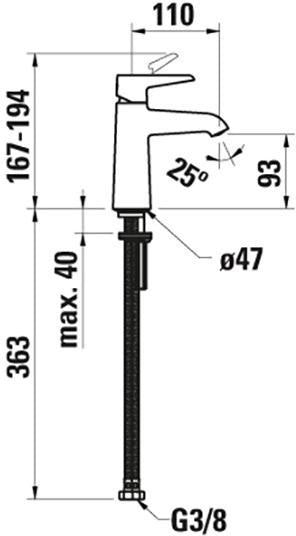 Laufen Einhand-Waschtischmischer VAL chrom 110 mm ohne Ablaufgarnitur