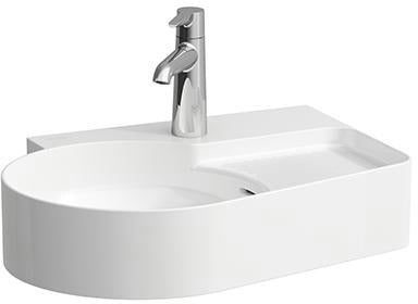LAUFEN Waschtisch VAL 530x400mm, 1 Hahnloch rechts, mit Überlauf, weiß – Designer-Waschbecken für Wandmontage