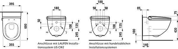 LAUFEN CLEANET RIVA Wand-Dusch-WC spülrandlos 600x395x405 mm weiß LCC