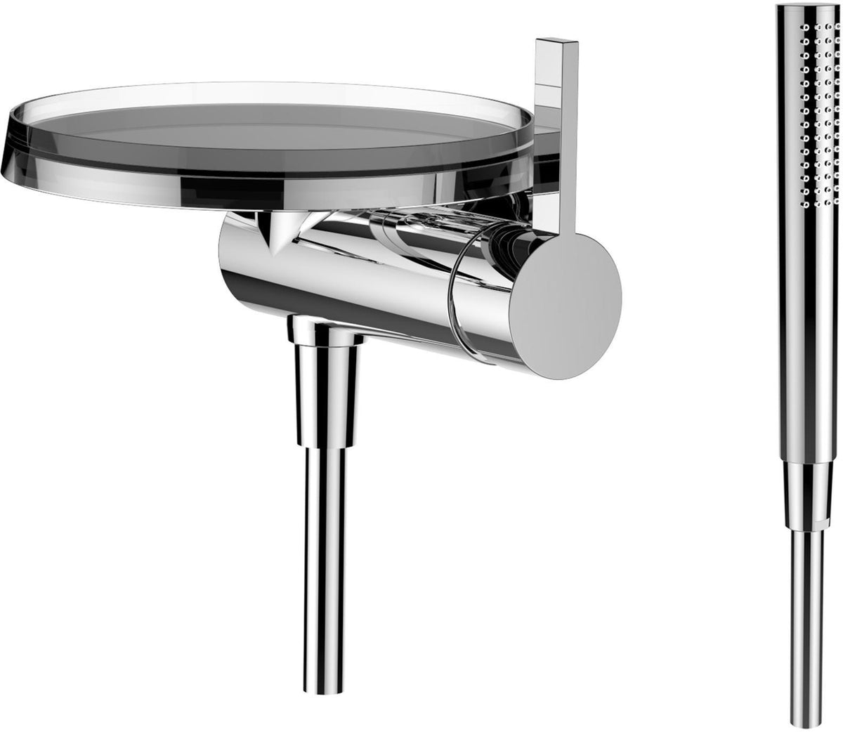 LAUFEN Einhand-Duschenmischer KARTELL Disc für Simibox 1-point mit Handbrause TwinStick und Brauseschlauch, Chrom