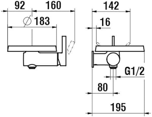 LAUFEN Einhand-Duschenmischer KARTELL Disc für Simibox 1-point mit Handbrause TwinStick und Brauseschlauch, Chrom