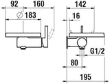 LAUFEN Einhand-Duschenmischer KARTELL Disc für Simibox 1-point mit Handbrause TwinStick und Brauseschlauch, Chrom