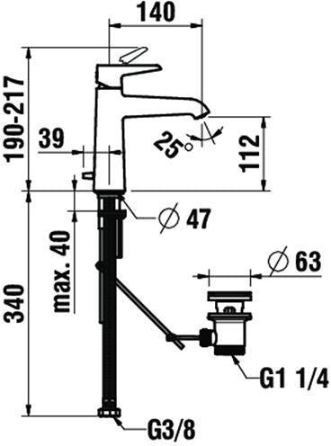 Laufen Einhand-Waschtischmischer VAL chrom 140 mm ohne Ablaufgarnitur – Einhandhebelmischer für 1 Hahnloch