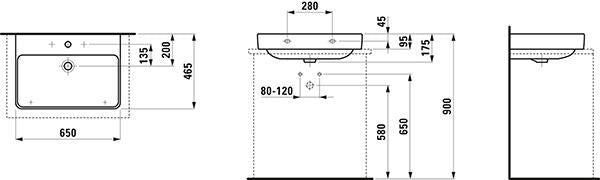 LAUFEN PRO S Aufsatzwaschtisch 550x465mm weiß ohne Hahnloch ohne Überlauf