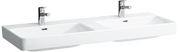 LAUFEN PRO S Doppelwaschtisch 1300x460 mm, 2x 1 Hahnloch, mit Überlauf, weiß