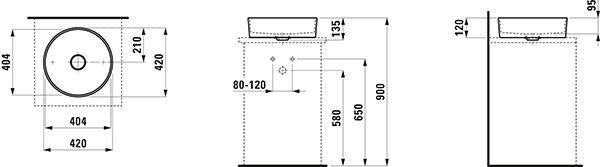 LAUFEN Waschtisch-Schale KARTELL 420x420x135 mm weiß ohne Hahnloch – Aufsatzwaschtisch von Ludovica & Roberto Palomba