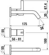 LAUFEN KARTELL LAUFEN 2-Loch-Unterputz-Waschtischmischer mit 175 mm Ausladung in Chrom