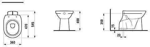 LAUFEN PRO Stand-Tiefspül-WC 545x360x400 mm, Abgang senkrecht, weiß, offener Spülrand