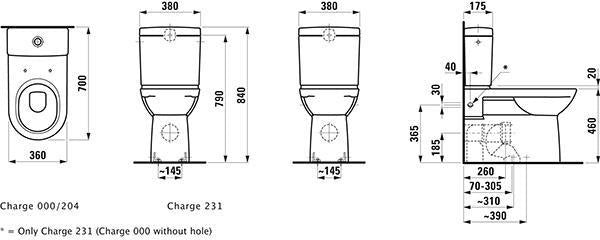 LAUFEN PRO Stand-WC Kombination Tiefspüler 6 l, erhöhte Ausführung, weiß