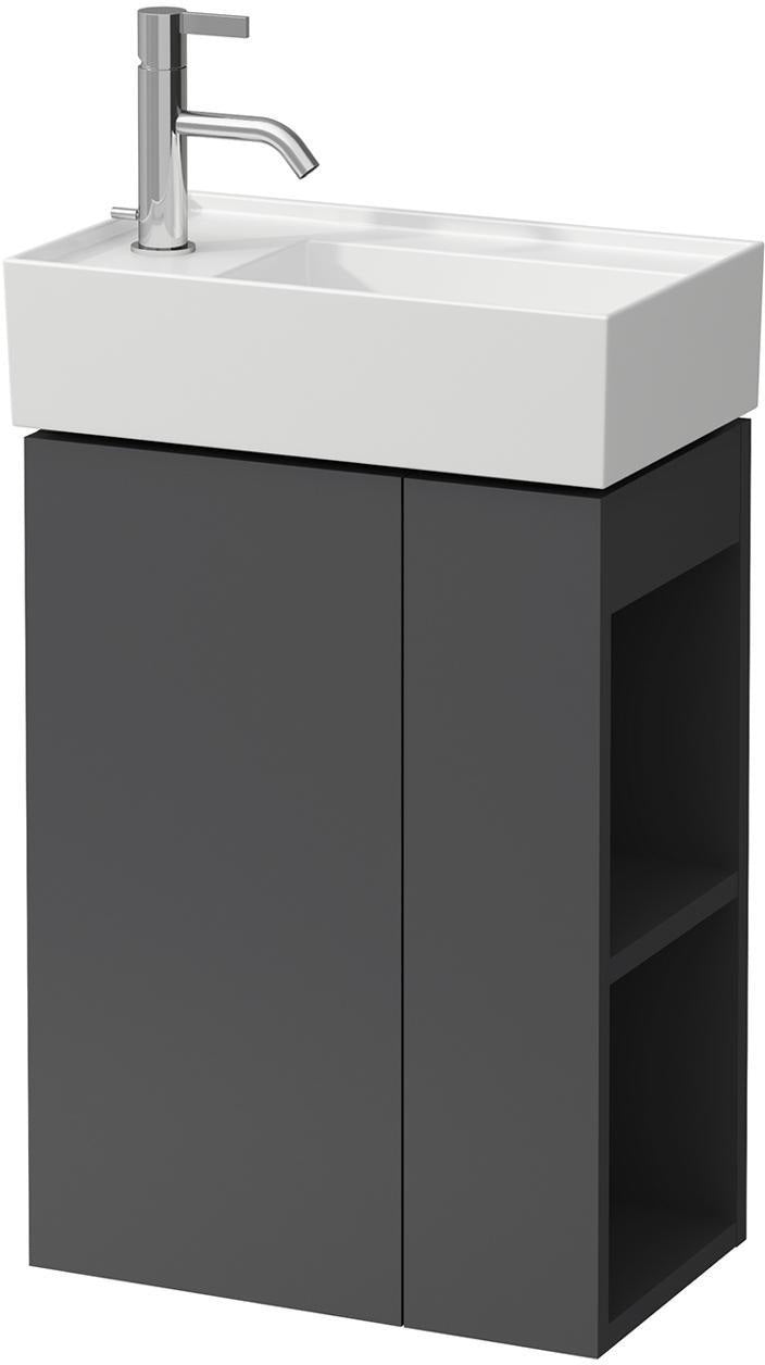 LAUFEN Waschtischunterbau KARTELL 270x440x600 mm 1 Tür links Regal rechts Push/Pull weiß matt