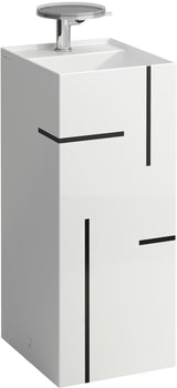 LAUFEN Waschtisch KARTELL freistehend 375x435x900 mm mit 3 Hahnlöchern, ohne Überlauf, Liniennetz grau