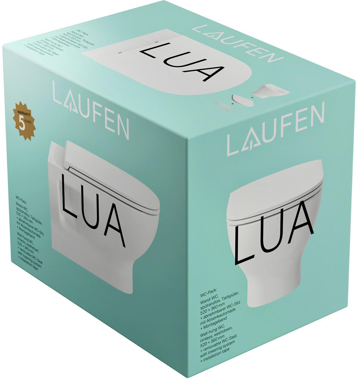 LAUFEN LUA Wand-Tiefspül-WC Set spülrandlos inkl. WC-Sitz weiß