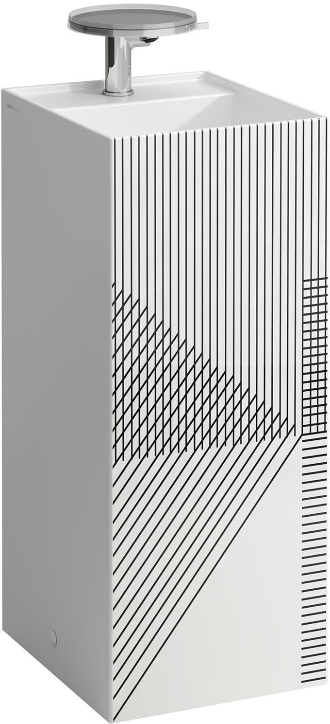 LAUFEN Waschtisch KARTELL freistehend 375x435x900 mm mit 3 Hahnlöchern, ohne Überlauf, Liniennetz grau