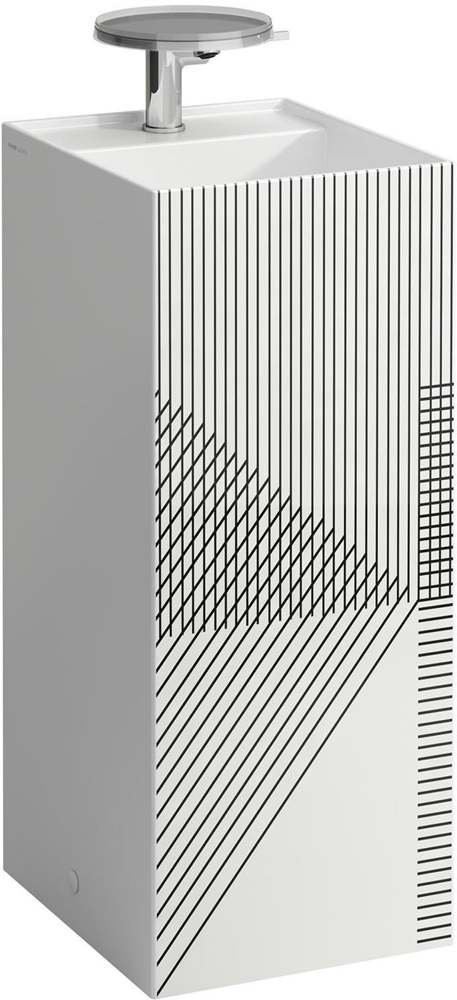 LAUFEN Waschtisch KARTELL freistehend 375x435x900 mm mit 2 Hahnlöchern und Liniennetz-Dekor