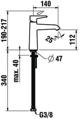 Laufen Einhand-Waschtischmischer VAL chrom 140 mm ohne Ablaufgarnitur – Einhandhebelmischer für 1 Hahnloch