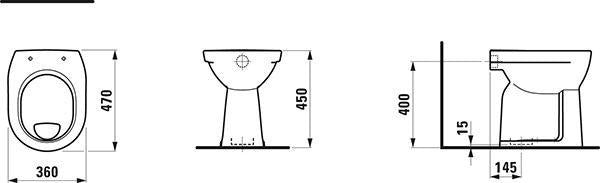 LAUFEN PRO Stand-WC flach erhöht 470x360x450 mm weiß Sanitärkeramik
