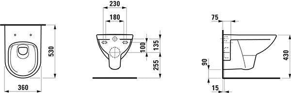 LAUFEN PRO Wand-WC spülrandlos Tiefspüler 53 cm weiß – wandhängend