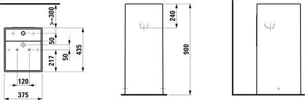 LAUFEN Waschtisch KARTELL LAUFEN freistehend 900 mm weiß 1 Hahnloch ohne Überlauf