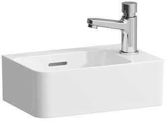 LAUFEN Handwaschbecken VAL 340x220mm, 1 Hahnloch rechts, mit Überlauf, weiß – Wandmontage