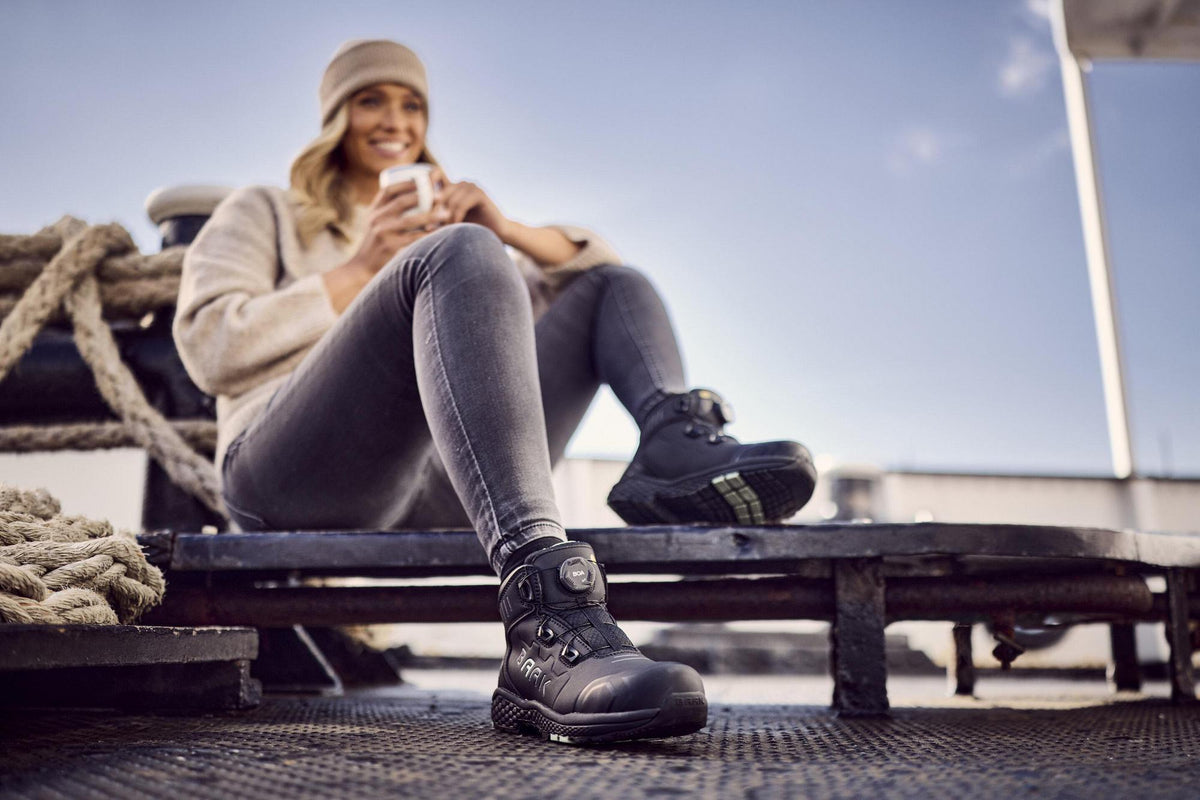 BAAK Damensicherheitsstiefel Alessia S3S ESD Mikrofaser/TPU – Schwarz/Grün