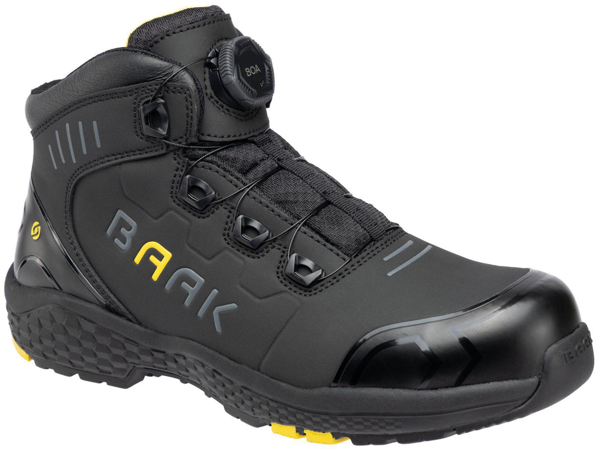 BAAK Sicherheitsstiefel Alexander S3S ESD – Mikrofaser, schwarz/gelb, Gr. 38