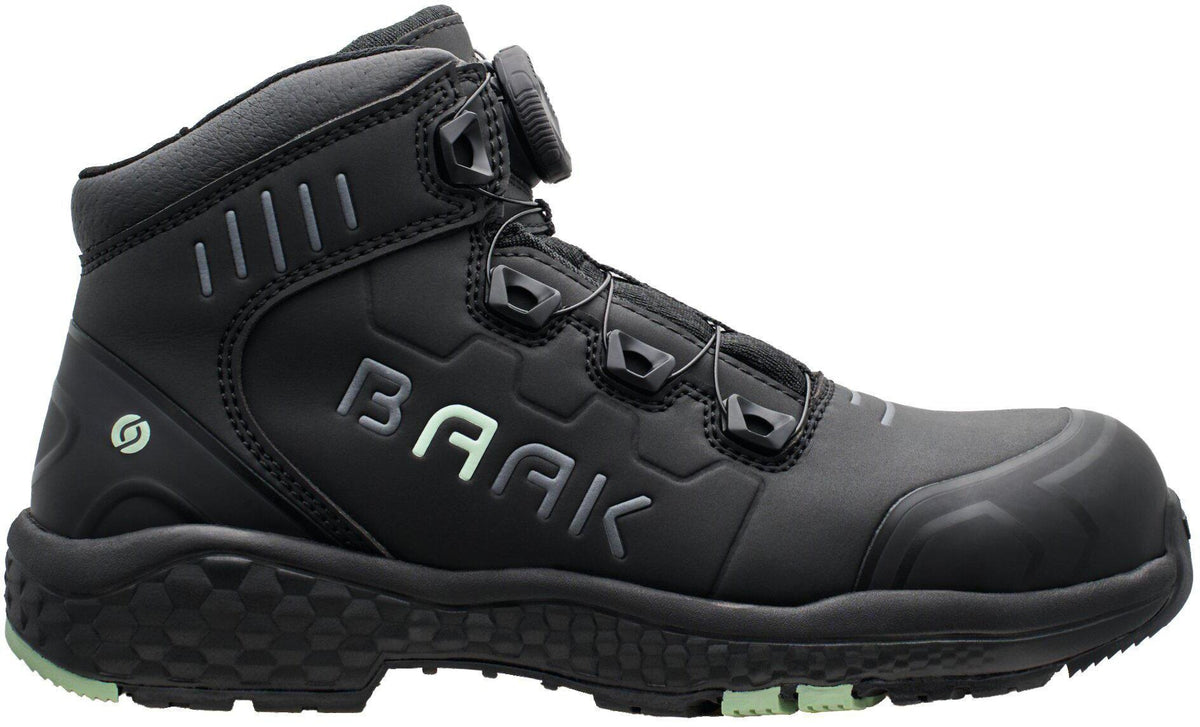BAAK Damensicherheitsstiefel Alessia S3S ESD Mikrofaser/TPU – Schwarz/Grün