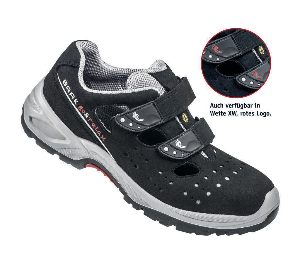 BAAK Sicherheitssandale Hardy Mikrofaser S1P SRC ESD in Schwarz/Grau, Gr. 40
