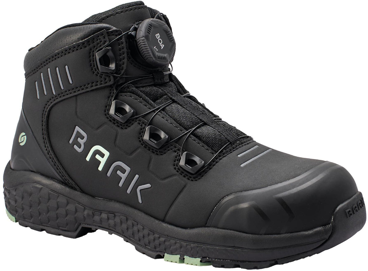 BAAK Damensicherheitsstiefel Alessia S3S ESD Mikrofaser/TPU – Schwarz/Grün