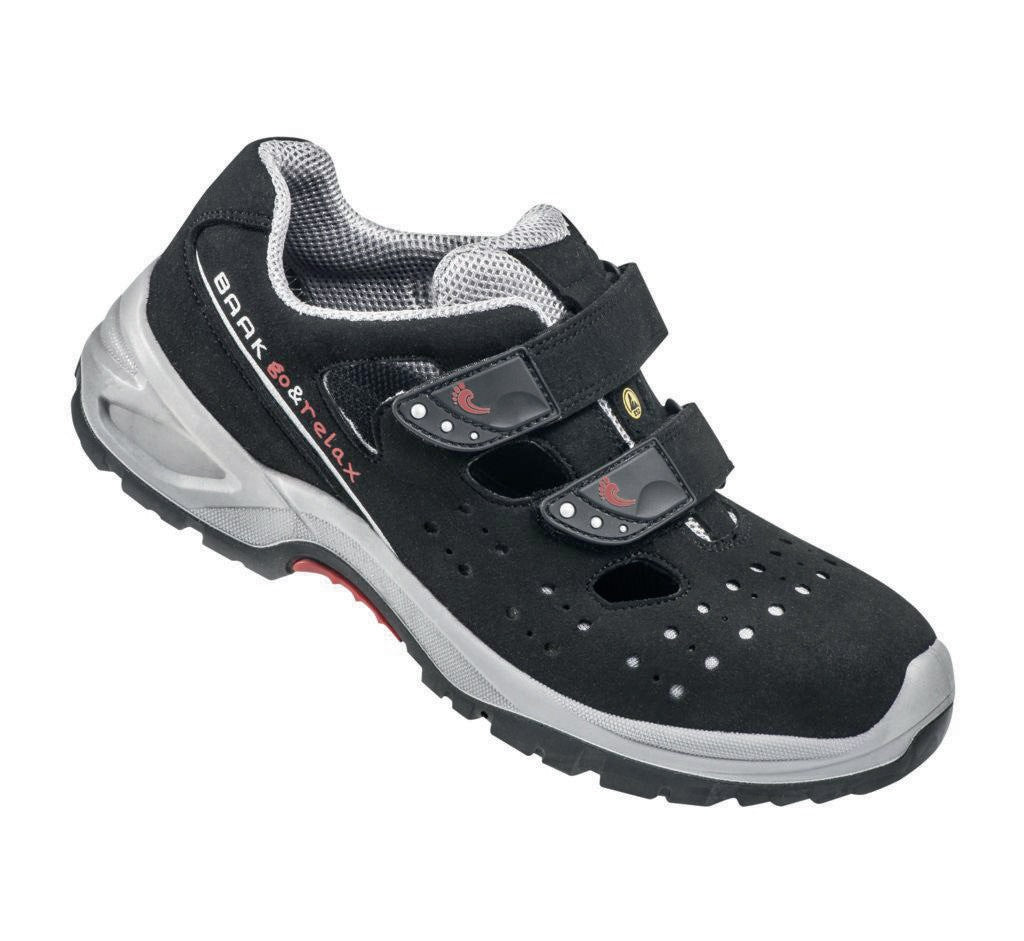 BAAK Sicherheitssandale Hardy Mikrofaser S1P SRC ESD in Schwarz/Grau, Gr. 40