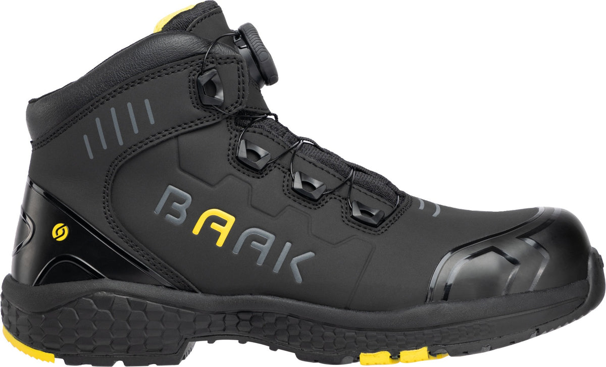 BAAK Sicherheitsstiefel Alexander S3S ESD – Mikrofaser, schwarz/gelb, Gr. 38